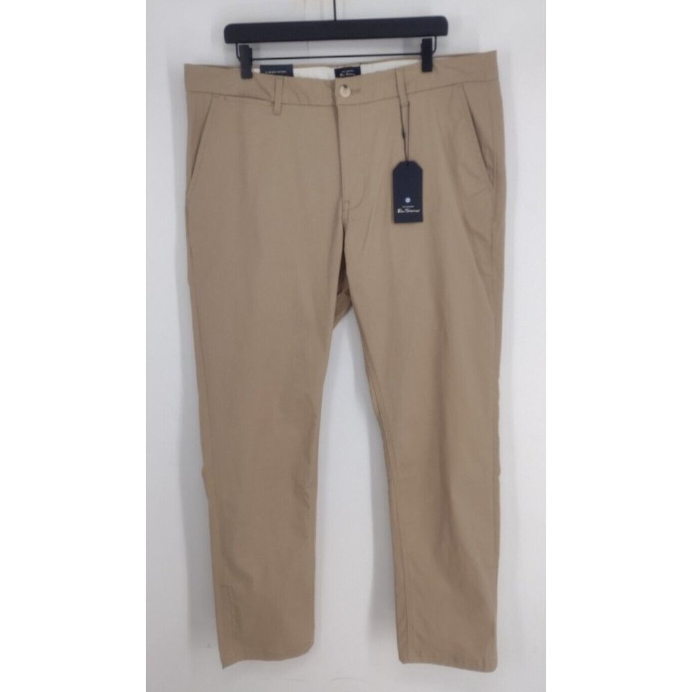 NWT Ben Sherman Slim Fit Stretch Tan Khaki Chino Pants Mens 38 X 32